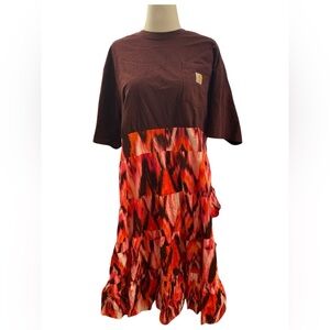 NWT upcycled Carhartt burgundy Maxi Dress